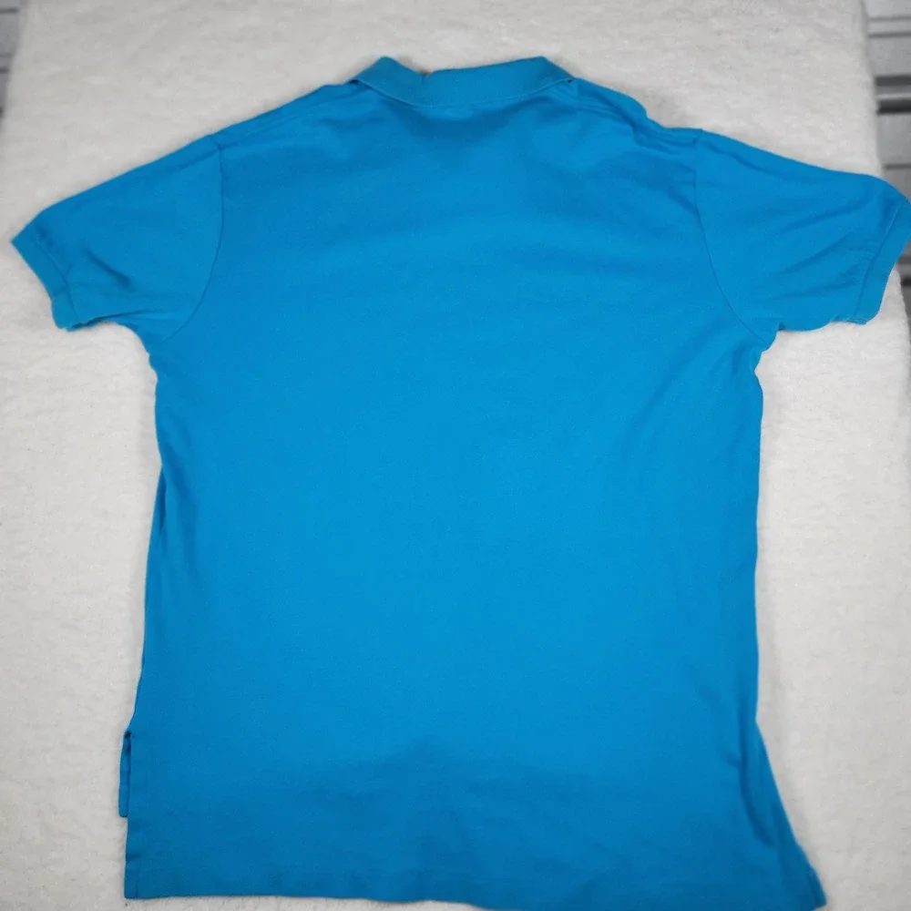 Polo Ralph Lauren Mens L Blue Short Sleeve Cotton Polo Shirt Orange Pony Logo
